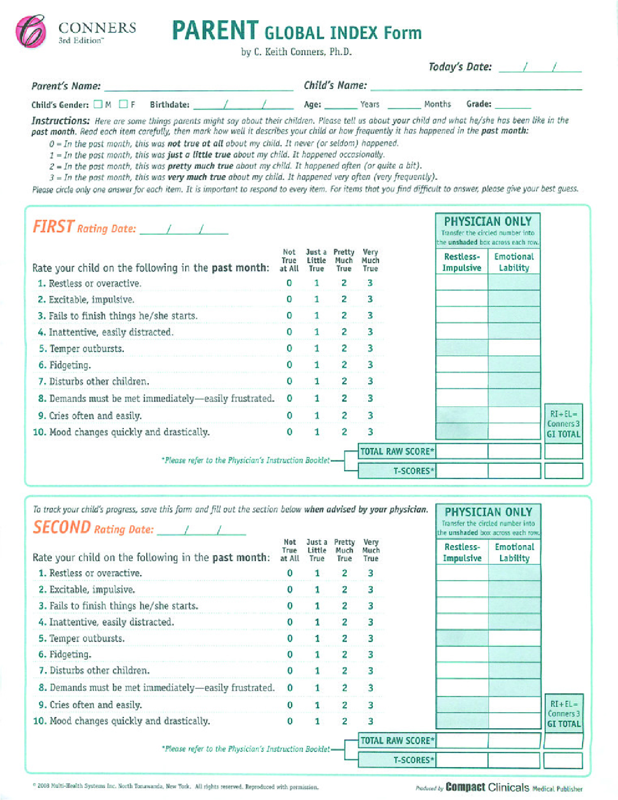 Rating Scales index